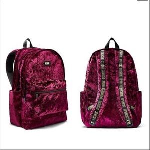 Victoria pink velvet backpack